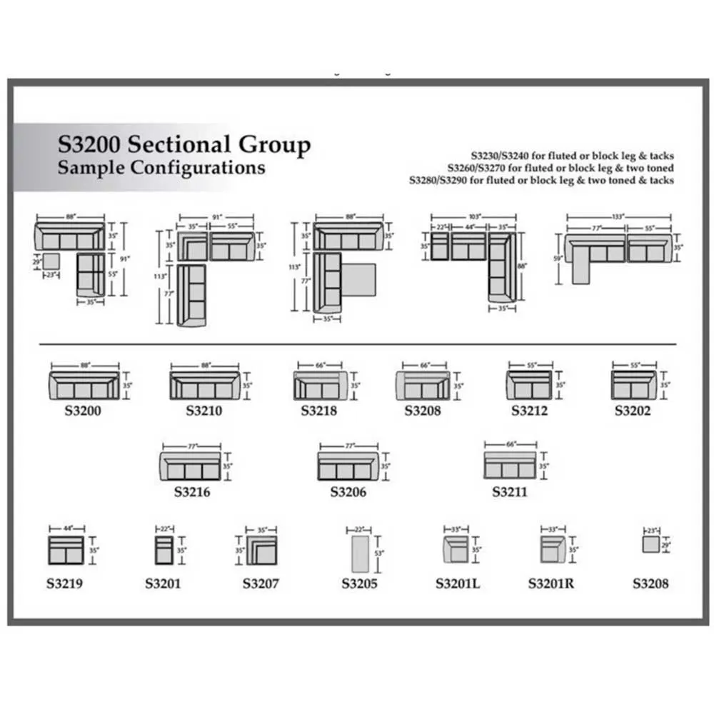 3200 sectional sofa sample configurations