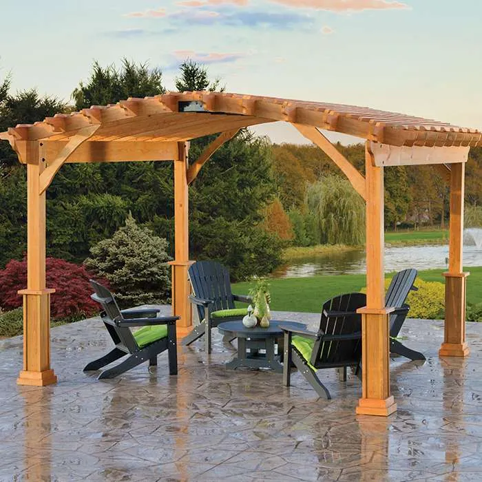 14 x 14 Wood Pergola with Riv Top