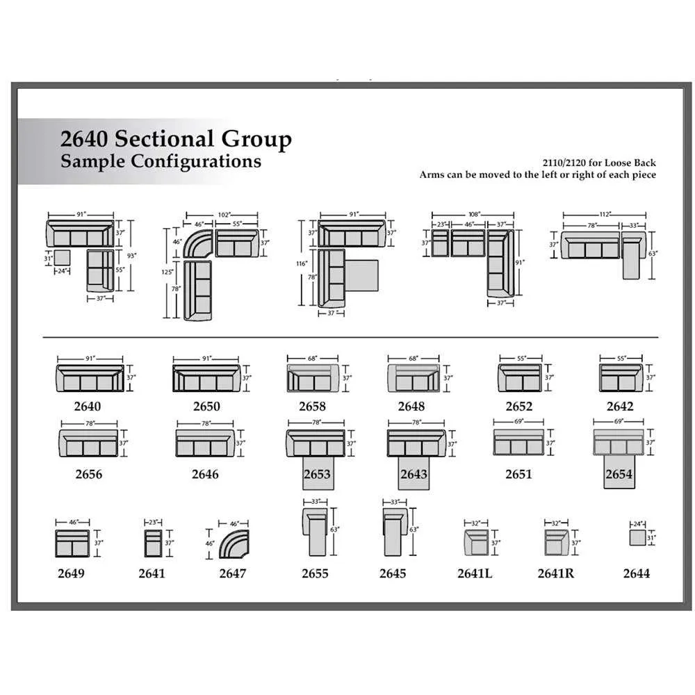2640 brown leather sectional sample configurations