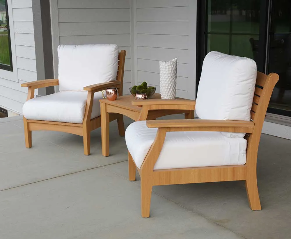 Classic-Terrace-Club-Chairs-&-Square-End-Table---Natural-Teak-with-Canvas-Natural-Cushions