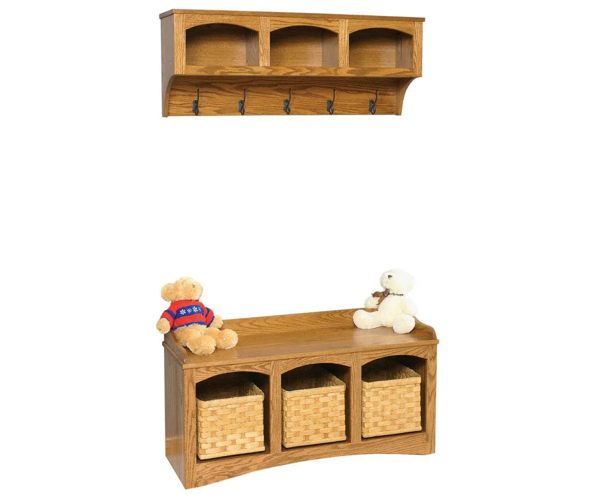 Mission Bench w/ Baskets