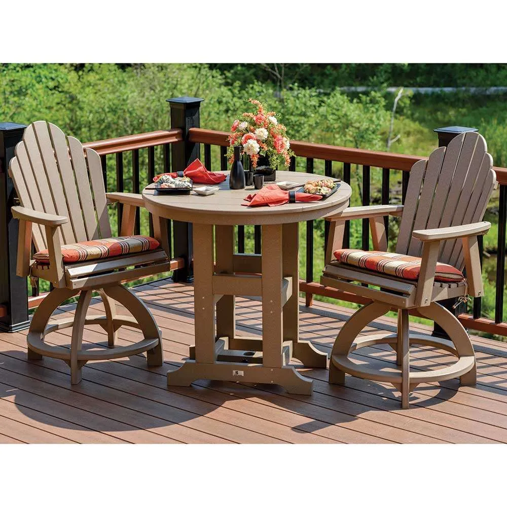 38-Inch-Round-Garden-Classic-Table-and-Cozi-Back-Swivel-Counter-Chairs---Weatherwood