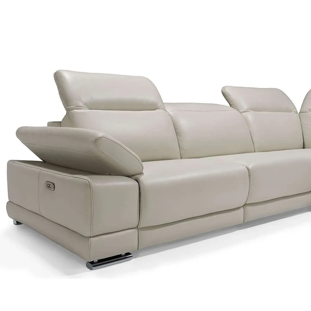 Escape Italian Leather Sectional- Light Grey